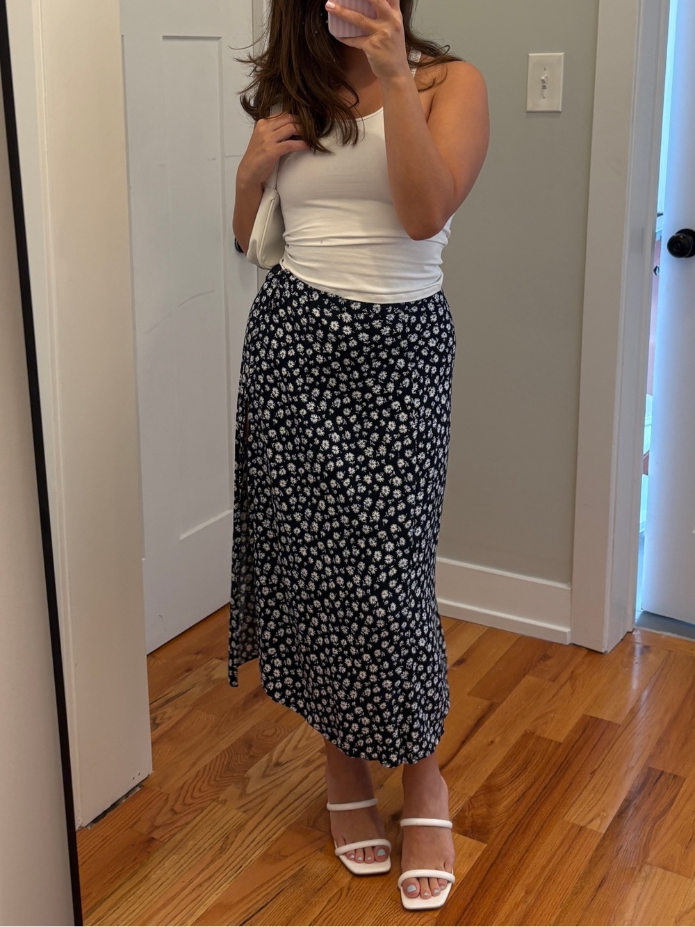 Reformation Betty blue floral wrap midi skirt
